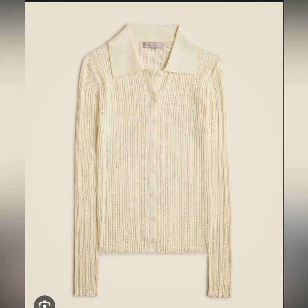 J Crew Ribbed tulle trim sweater